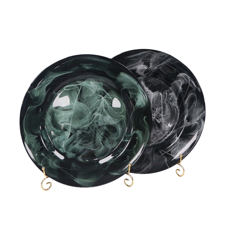 Platos de vidrio de lujo ligero platos de alta apariencia platos de frutas platos de comida occidental platos de decoración de alta gama para el hogar adornos de estilo INSI