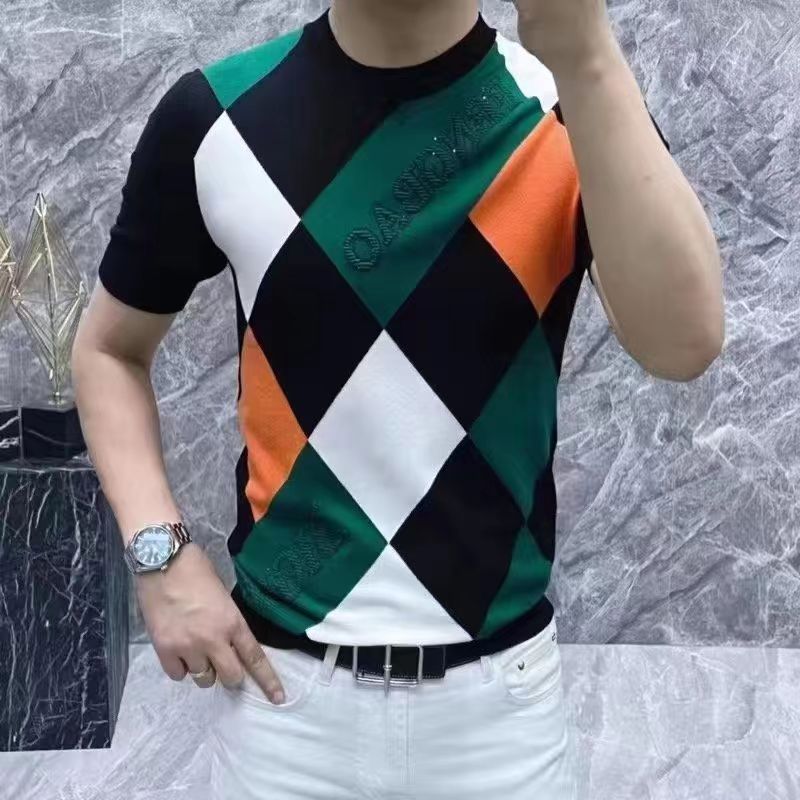 Camiseta de moda de manga corta de color para hombres, ropa de moda, camiseta de letras casuales juveniles coreanas. image 3