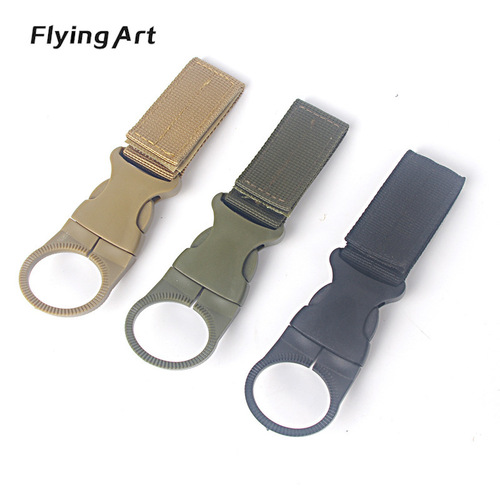 Factory direct sales tactical webbing water bottle hanging buckle multi-functional carabiner portable water bottle quick hanging mineral water clip buckle