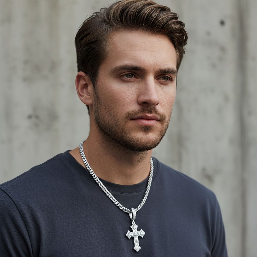 Europa y los Estados Unidos ventas transfronterizas de diamantes s925 plata colgante de cruz de estilo personalidad colgante universal