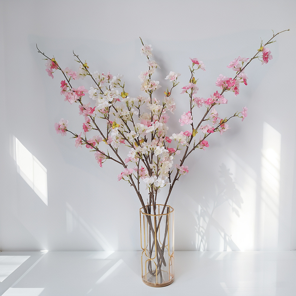 Decoración de interiores flores de cerezo flores de seda sala de estar muebles para el hogar mesa de comedor flores florales ramas de flores falsas flores de durazno flores artificiales