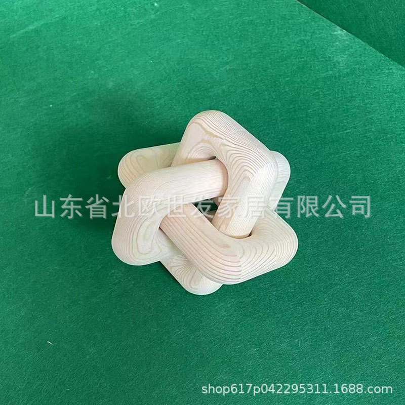 木製チェーン工芸品三環ボタン木製家庭芸術置物3環楕円木結三環チェーン|undefined