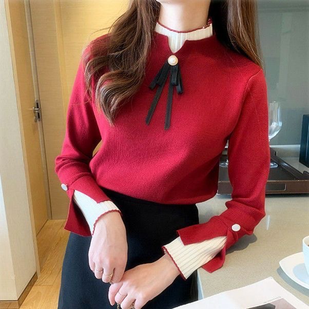 2025 New Autumn and Winter Style Fake Two-Piece Knitwear Women's Half Turtleneck Knitwear Top with Knitted Knitwear Inside