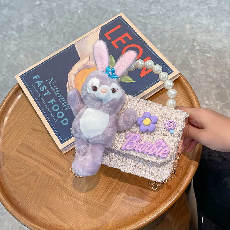 2023 nuevo bolso de los niños bolsa de hombro de conejo de dibujos animados estilo Chanel princesa bolsa perla portátil monedero bolsa