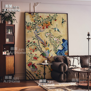 现代中古风电视背景墙装饰画宋代美学走廊挂画复古客厅玄关壁画-阿里巴巴