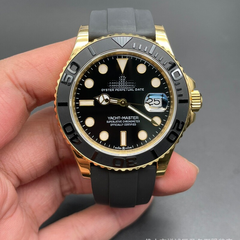 Cross-Border Dropshipping of Laojia Yacht Master Ceramic Ring Gold Yacht C Factory Platinum Men's Watch Rubber Strap Foreign Trade