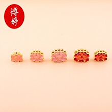 景泰蓝莲花隔珠配件烧蓝链项链镀金多孔材料饰品铜diy新年装饰品