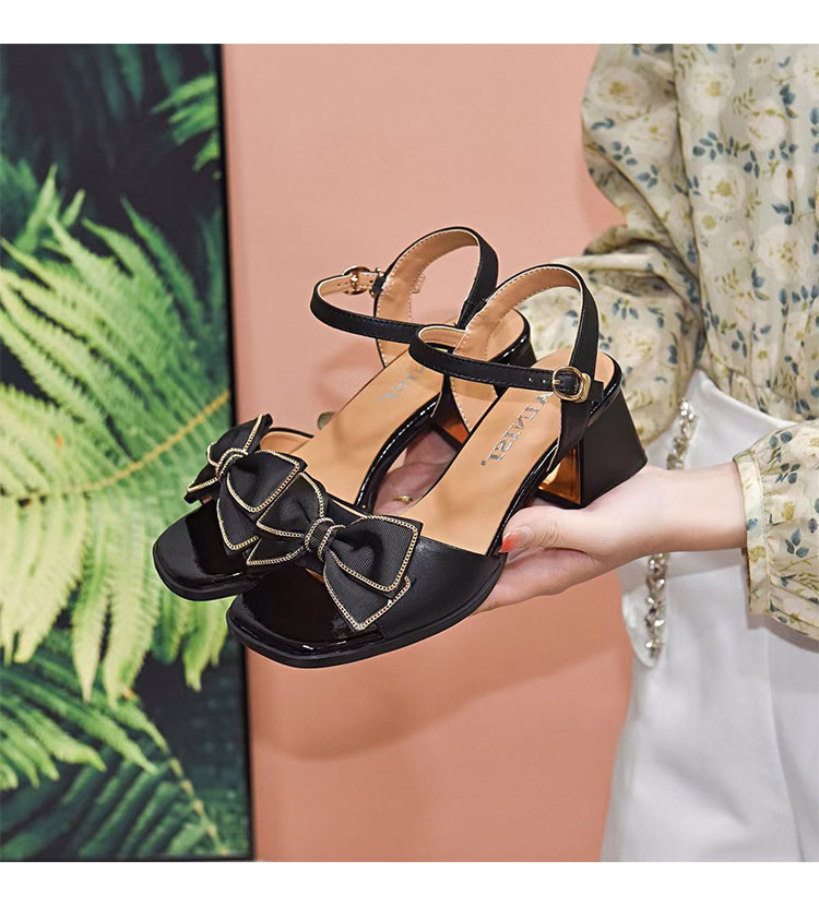 Sandal cao gót nữ quai ngang da thật mũi nhọn nơ điệu đà — Chân mập màu be to hơn một cỡ chi tiết 5