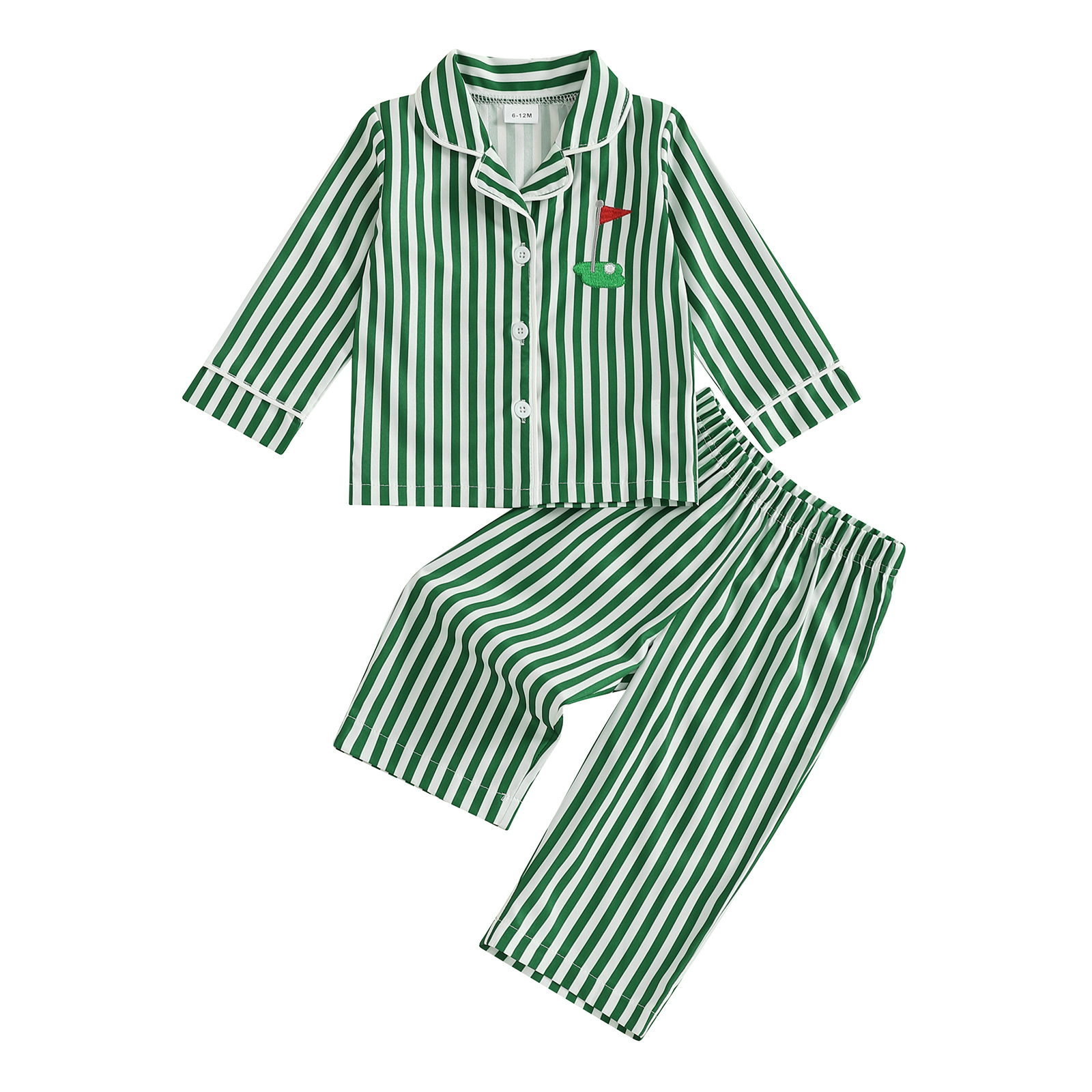 2025 Golf Children's Pajamas Spring and Autumn New Casual and Easiest for Match Boys' Striped Cardigan Home Clothes Set