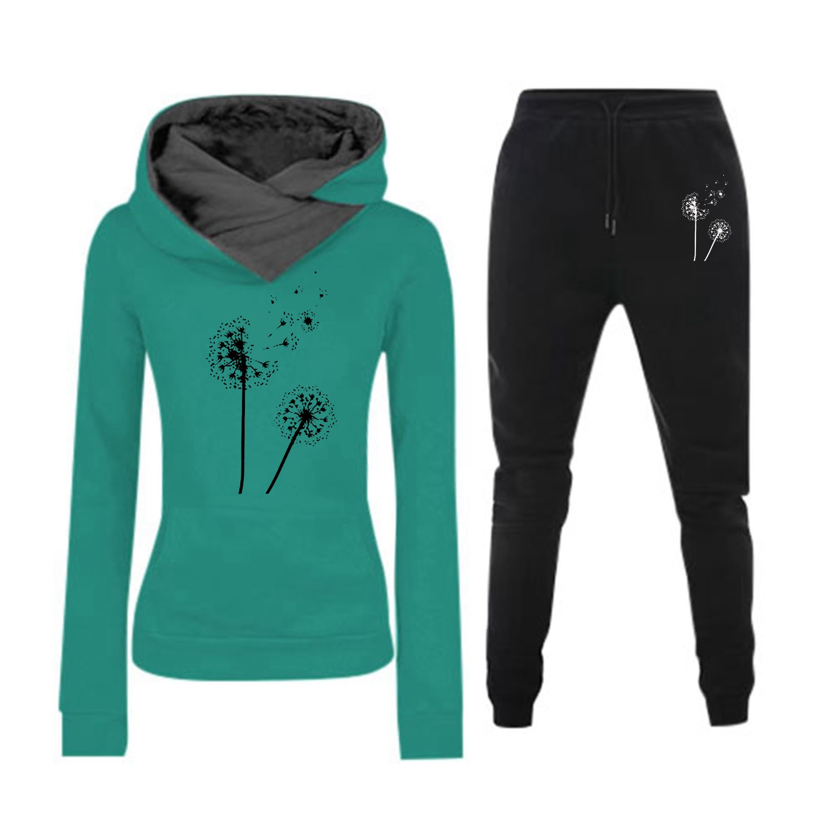 2024 comercio exterior transfronterizo otoño y invierno nuevos pantalones largos ropa de mujer al por mayor con chaqueta deportiva encapuchada de lana