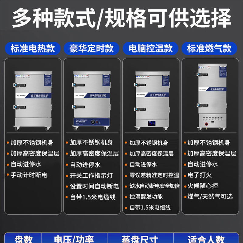 armario de arroz al vapor automático de arroz al vapor comercial armario de arroz al vapor inteligente de arroz al vapor comedor de gas doméstico arroz seco pan al vapor a prueba de quema