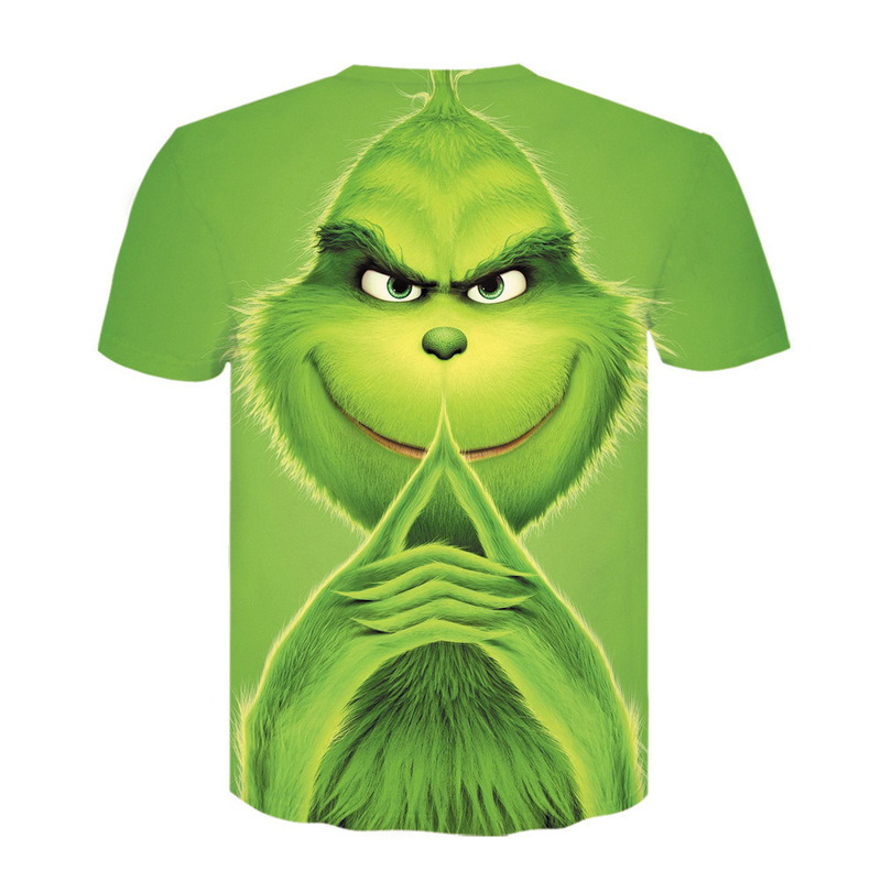 Amazon Europe and America 2020 New Anime Green-Haired Monster Grinch 3D Digital Printed Short-Sleeved Fashion T-Shirt