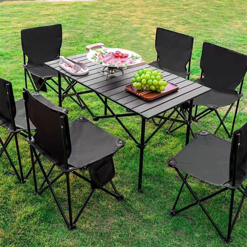 Outdoor Portable Folding Table and Chair Set for Camping, Egg Roll Table for Home Use, Patio Barbecue, and Stall Setup Outdoor Portable Folding Table and Chair Set for Camping, Egg Roll Table for Home Use, Patio Barbecue, and Stall Setup