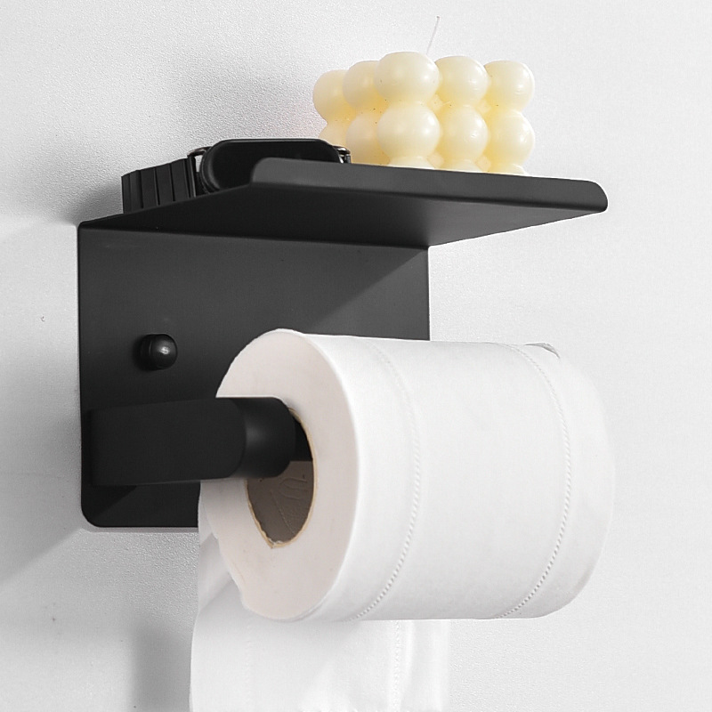 Caja de toallas perforadas de acero inoxidable sin perforación estante de papel de rollo de baño ingeniería de pared caja de papel de rollo de estante de almacenamiento de teléfonos móviles