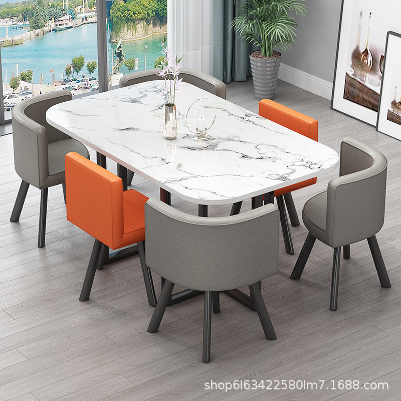 Reunión de oficina rectangular celebridad en línea Recepción mesa y silla de ocio combinación de capacitación sala de estar mesa de comedor doméstica 6 personas