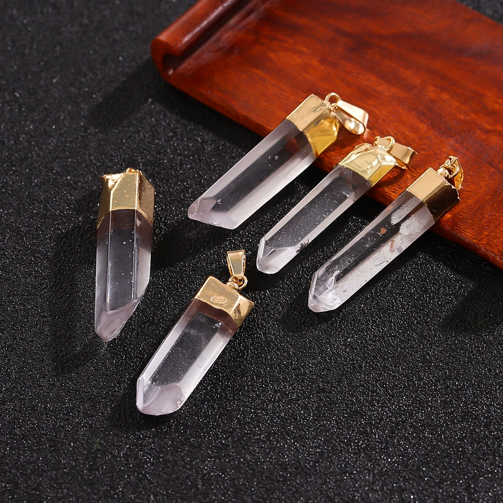 natural water, hexagonal white crystal, pendant, natural ore, accessory, DIY