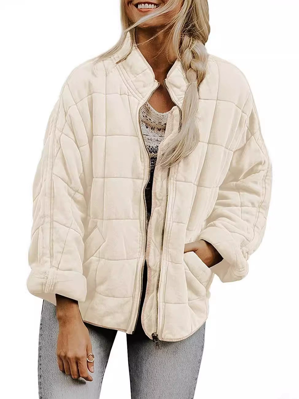Утепленная куртка-ветровка oversize женская, европейский стиль, длинные рукава, несколько цветов S–XXL