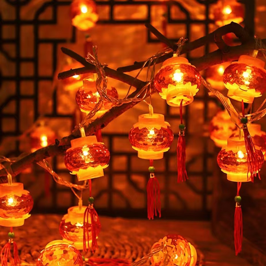 Día de Año Nuevo de primavera linterna roja lámpara decorativa luz de atmósfera solar lámpara colgante al aire libre lámpara decorativa de habitación LED lámpara de color