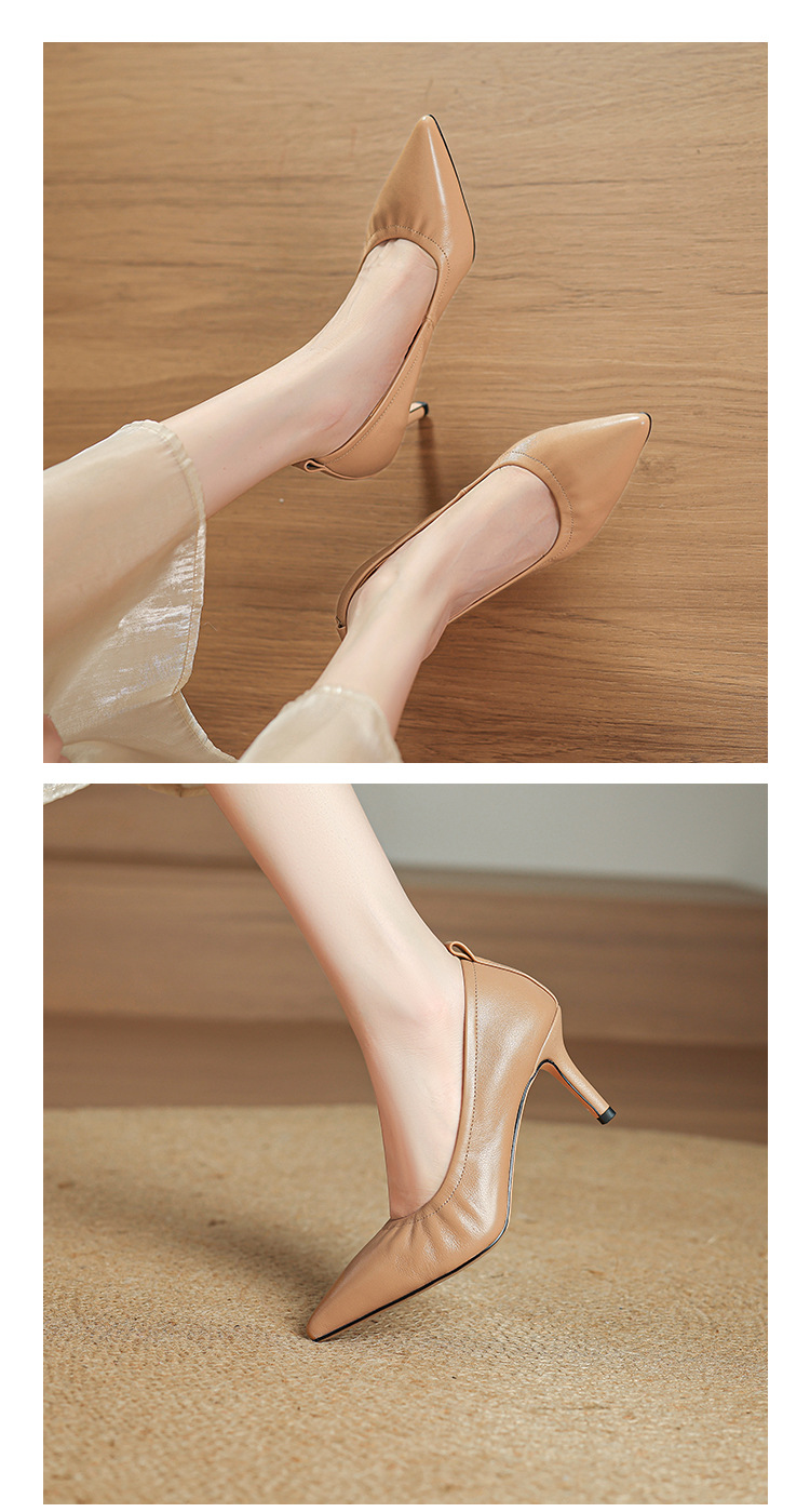 Giày cao gót nữ mũi nhọn gót 5–7 cm da mềm công sở — Nâu caramel 5cm, Đen 5cm, Nâu caramel 7cm, Màu nude 5cm chi tiết 17