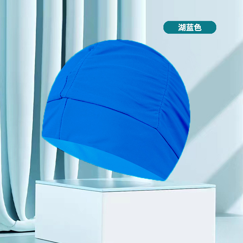 Sombrero de tela de natación adulto unisex cuidado del cabello protección del oído gorro de natación moda no-apriete cabeza plisada gorro de natación al por mayor