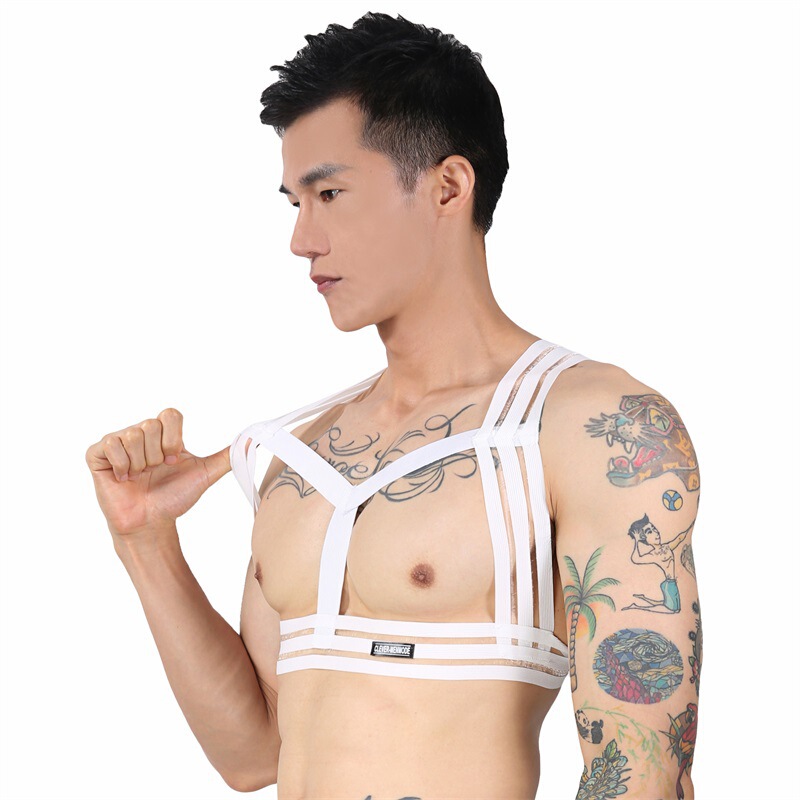 Men's Sexy Slim Chest Strap Elastic Shoulder Strap Bondage Chest Muscle Shaping Fitness Nightclub Party Trendy Male Performance Clothing
