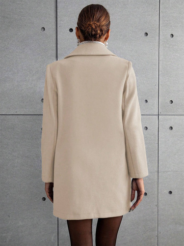 Women's Wool Coat with Suit Collar, Spring and Autumn Thick Frock Coat, Plain Color, Literary Style