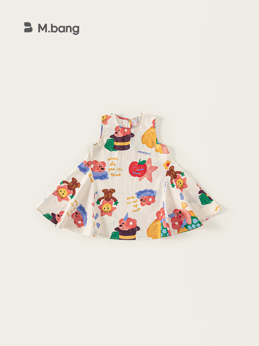 Youbao ropa para niños vestido para niños verano delgado niña dibujos animados graffiti falda chaleco de bebé falda sin mangas