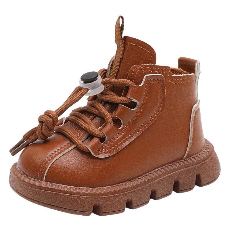 Children's Boots 1-3-5 Years Old 6 Soft Sole Soft Leather 2025 New Girls' Boots Spring & Fall British Style Boys' Single Boots