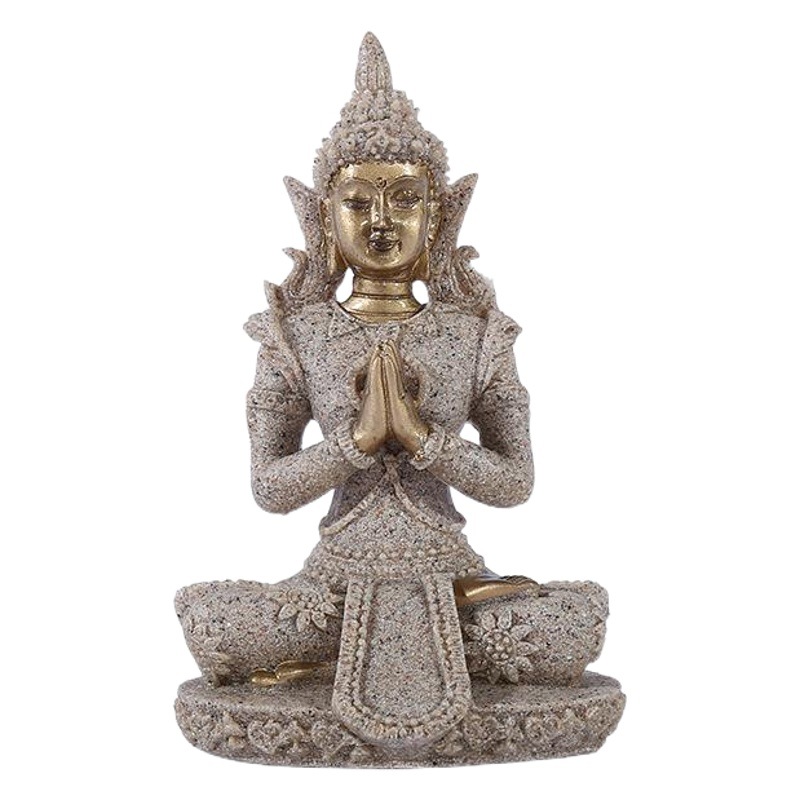 Fuente de la fábrica escultura arenisca pequeña sentado Buda artesanía resina creativa decoración del hogar regalo al por mayor