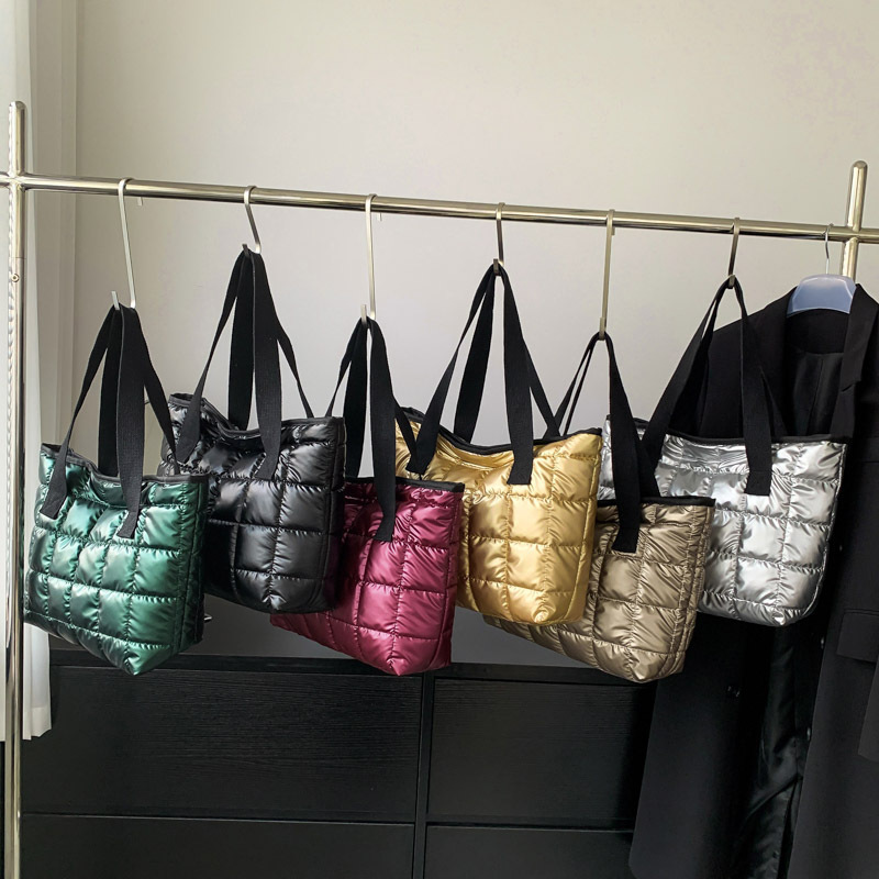 Bright Color Popular Fashion Large Capacity Cotton Coat Tote Bag Women's Bag Winter Casual All-match Underarm Shoulder Bag