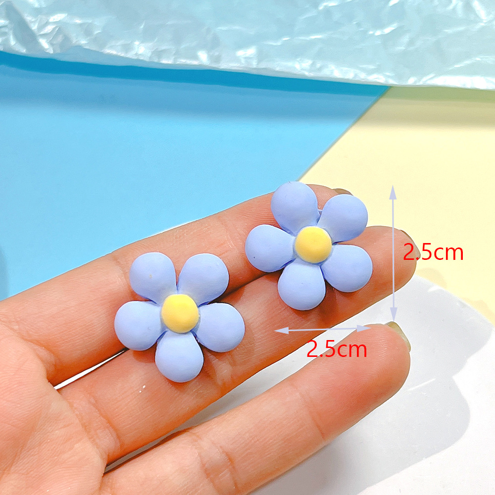 Flower Pattern Sweet Flower Resin Women's Ear Studs