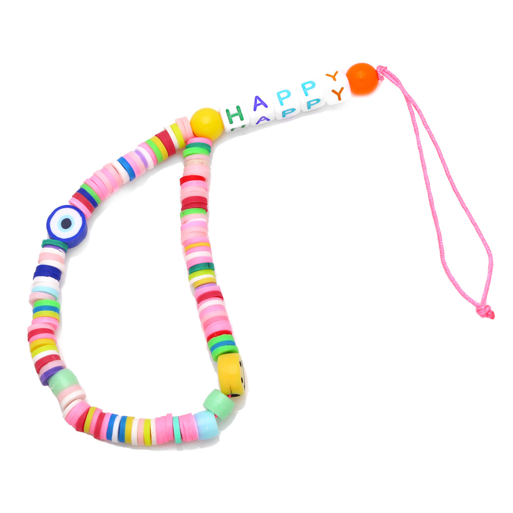 Bohemian Rainbow Soft Ceramic Smiley Letter Happy Lanyard display picture 2