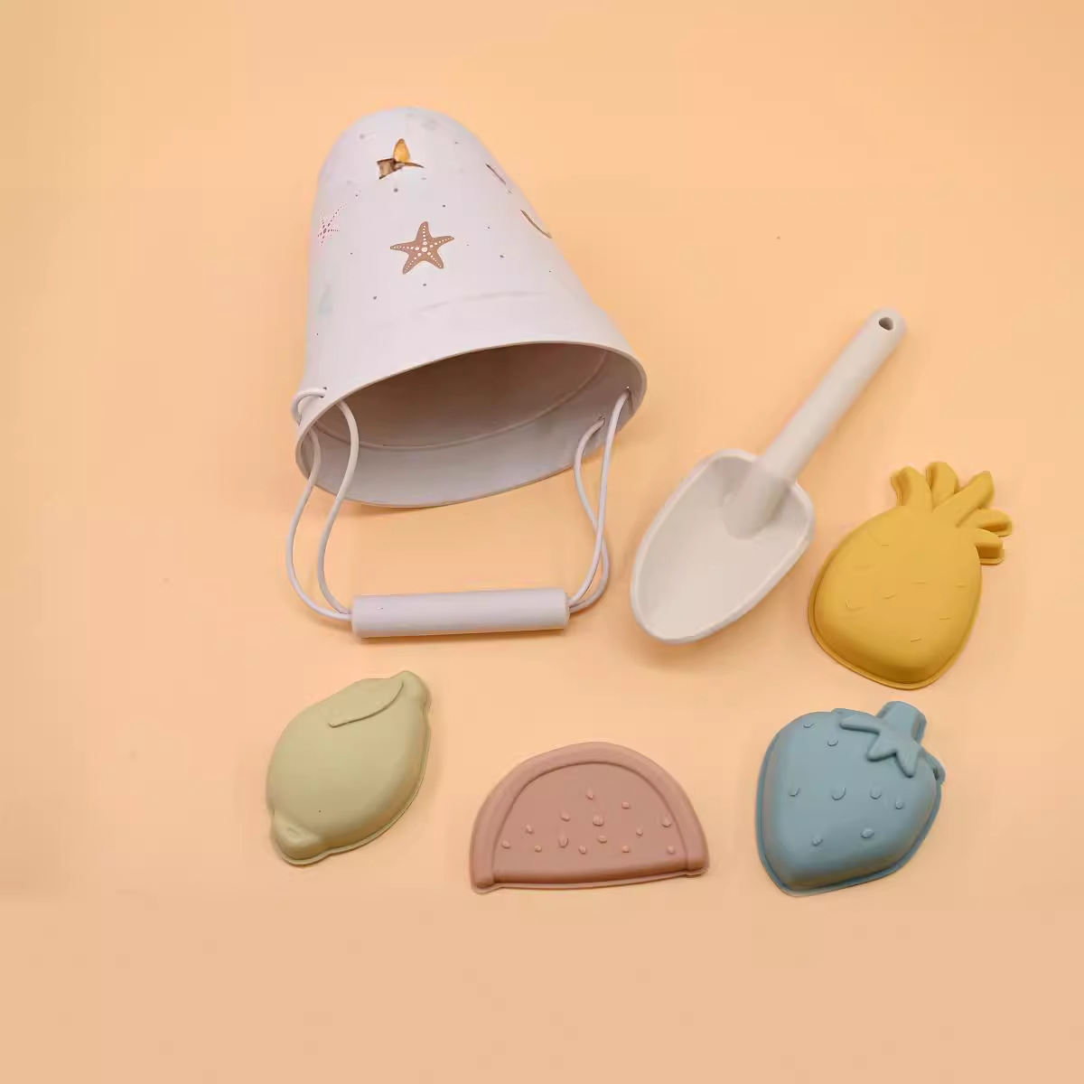 Herramientas de excavación de arena Barril junto al mar Juguetes para niños Pala junto al mar Fruta para padres e hijos Barril de silicona Juego de juguetes de playa