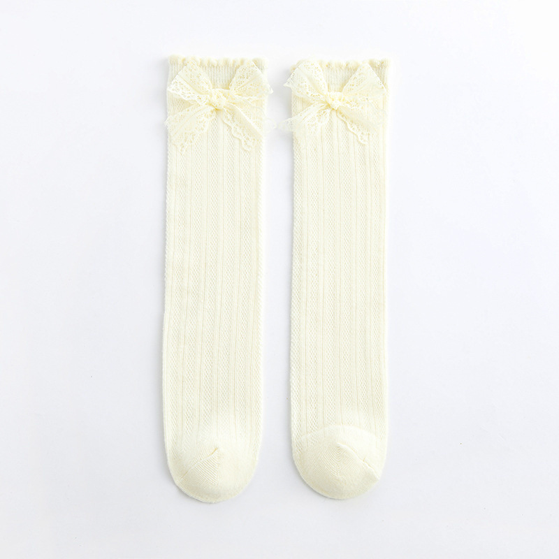 Creamy yellow-T346 lace bow