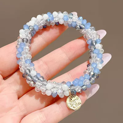 Saç üçün rezinlər for women, adult dual-use crystal - ice-mist-blue-rhinestone-bracelet-hair-tie-approximately-6cm