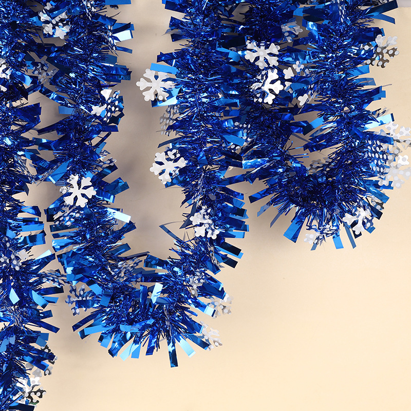 Transfronterizo Amazon Venta caliente rayas de color de Navidad decoración de vacaciones de lana rayas madder copo de nieve de Navidad calcetines Garland 2 M