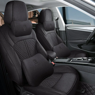 Modelə uyğun (Original) oturacaq örtükləri: Orderable Car Interior Seat Cushion - textured-black-linen-memory-cotton-version-remarks-model-year-rear-half-pack
