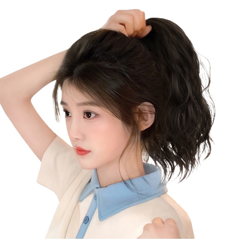 Peluca de cola de caballo hembra Artificial Completo cabello humano alta Cola de Caballo pieza clip luz giro trenza pelo rizado se puede atar Cola de Caballo falsa ligera