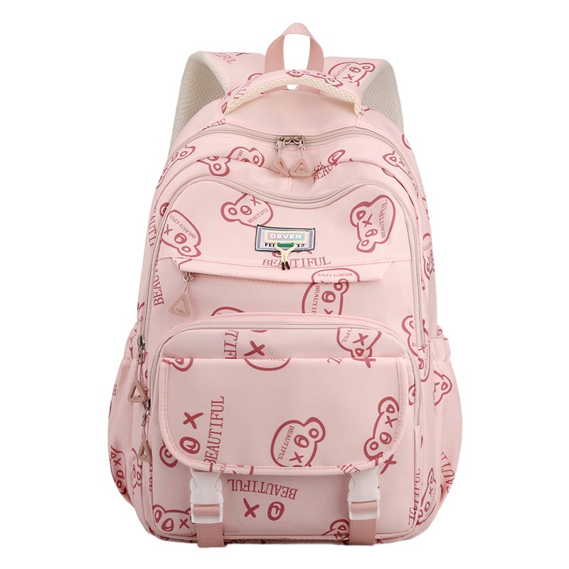 Venta al por mayor nuevo estudiante mochila mujer lindo impreso estudiante de secundaria mochila de gran capacidad ocio al aire libre mochila de reducción de carga