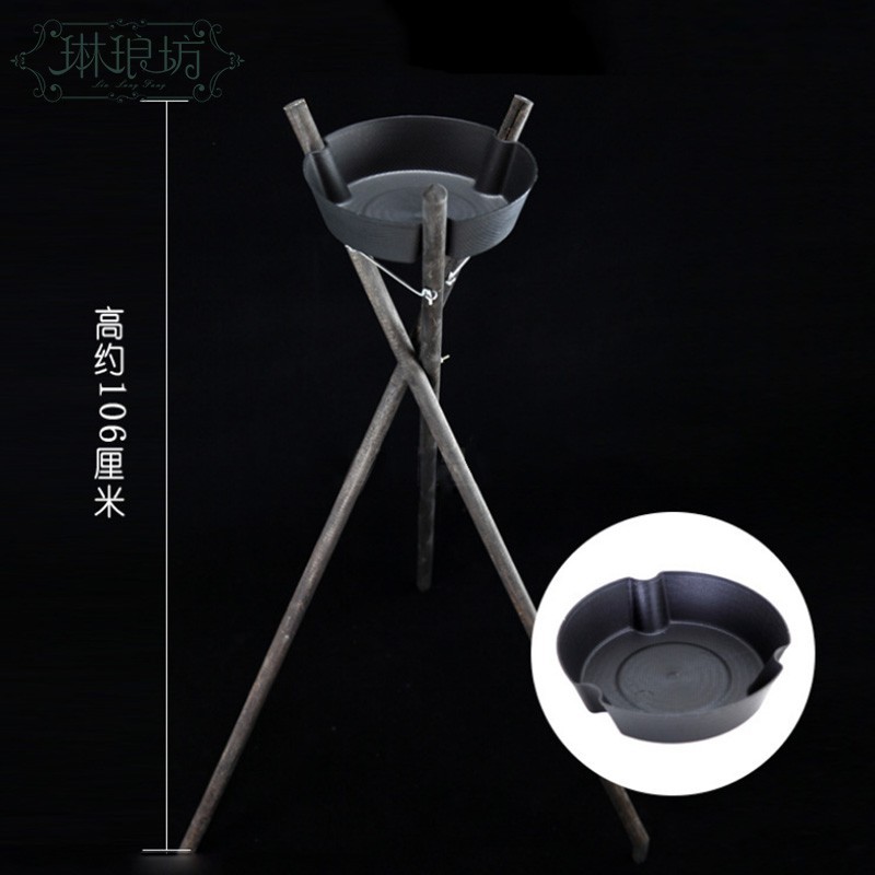 Trípode de madera Apertura de madera cesta de flores piso carbonizado soporte de flores de madera maciza de tres horquillas cesta de flores accesorios de artefactos de alimentación de papel