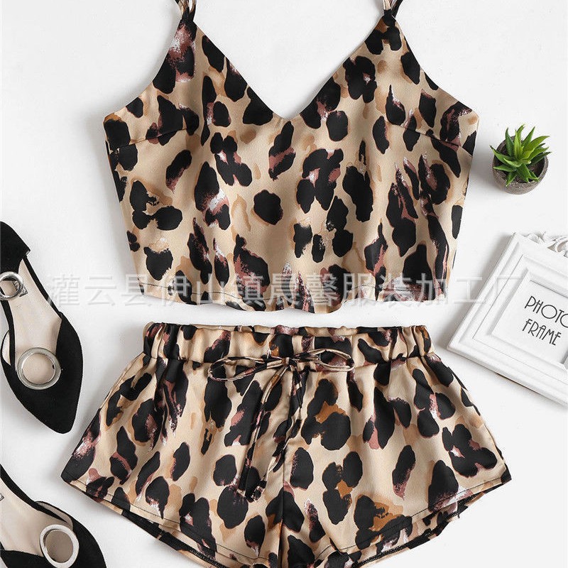 El Comercio exterior Amazon popular pijamas camisón de seda artificial con estampado de leopardo más tamaño ropa interior para el hogar camisón eBay SUMINISTRO DE Europa y América