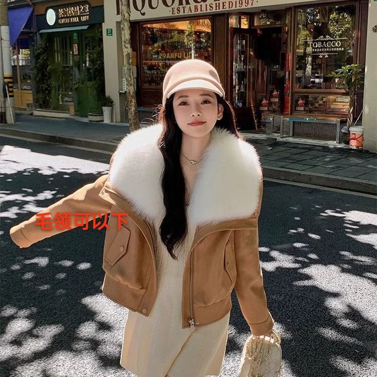 The Fur Collar Can Be Used in the New Haining Fur Splicing Oversized Fur Collar Parka with Thickeneded and Velvet Lining 8335 #