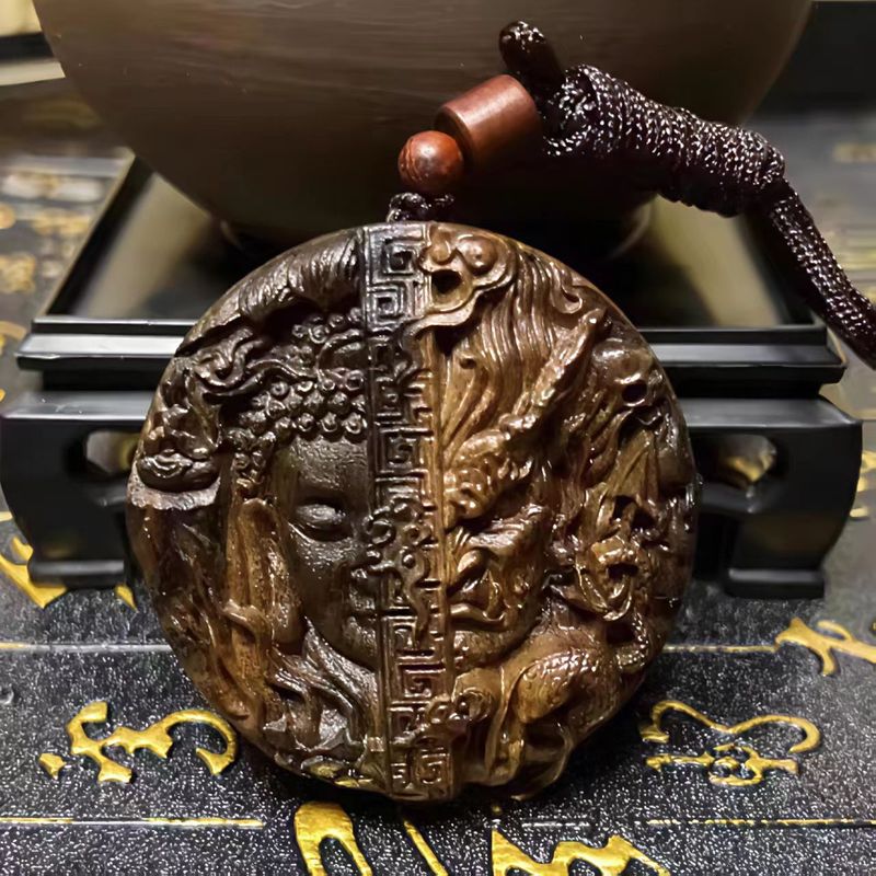 沉香木雕刻佛魔一念之间手把件文玩实木工艺品佛魔一念之间手把件|undefined