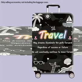 Travel 英文旅行主题行李箱保护套 防刮弹力加厚耐磨旅行箱防尘套