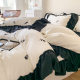 Hepburn Style Ins French Style 100 Skin-Friendly Cotton Four-Piece Set Black Rose Embroidered Wide Edge Lace Quilt Cover Bed 1.8