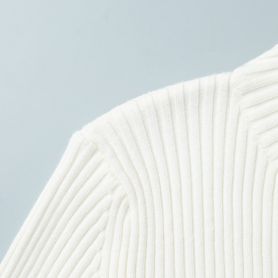Áo cardigan len dệt kim cổ đứng, tay dài, khóa kéo đôi, dáng ôm ngắn — trắng, đen chi tiết 26
