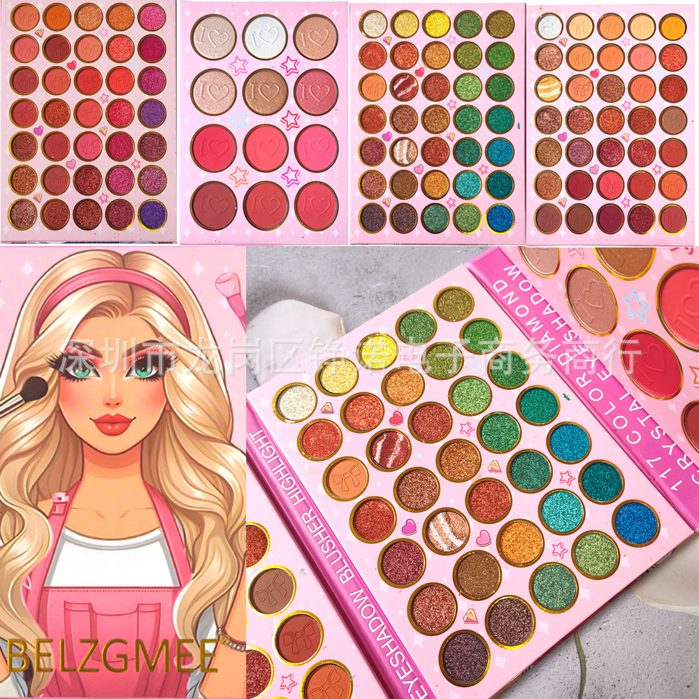 117-Color Ultra-Large Full-Color Eyeshadow Palette Stage Makeup Multi-Color Shimmer Matte Blush Highlighter Shadow Makeup Artist