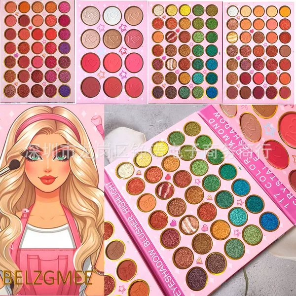 117-Color Ultra-Large Full-Color Eyeshadow Palette Stage Makeup Multi-Color Shimmer Matte Blush Highlighter Shadow Makeup Artist