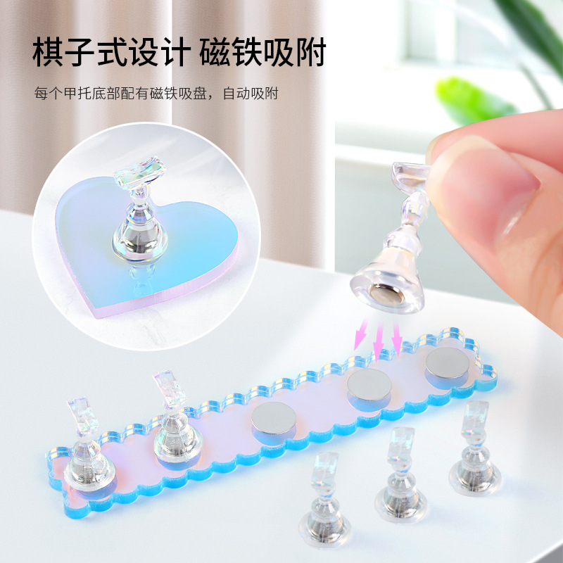 Herramientas de uñas tira de acrílico transparente principiante personalidad pieza de uñas práctica titular de uñas de oro base Soporte de pantalla