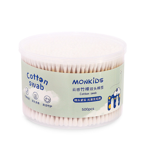 Source factory 500 double-ended large boxed cotton swabs for ear cleaning, household size, disposable makeup remover cotton swabs